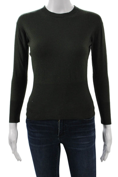 Vince Unisex 100% Cashmere Pullover Sweater Green Crew Neck Size XS