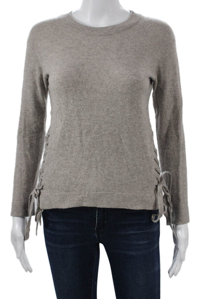 Aqua Cashmere Women Crew Neck Pullover Sweater Gray Wool Cashmere Blend Size XS