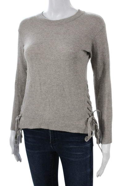 Aqua Cashmere Women Crew Neck Pullover Sweater Gray Wool Cashmere Blend Size XS