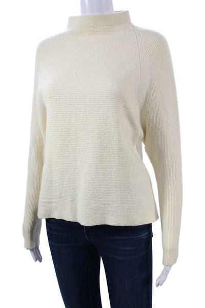 Theory Unisex Pullover Beige Mock Neck Cashmere Wool Blend Size S