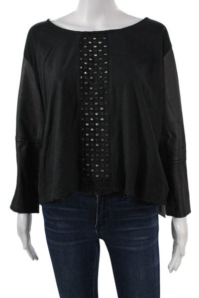 Artists And Revolutionaries Women Black Cotton Long Sleeve Top Crew Size S