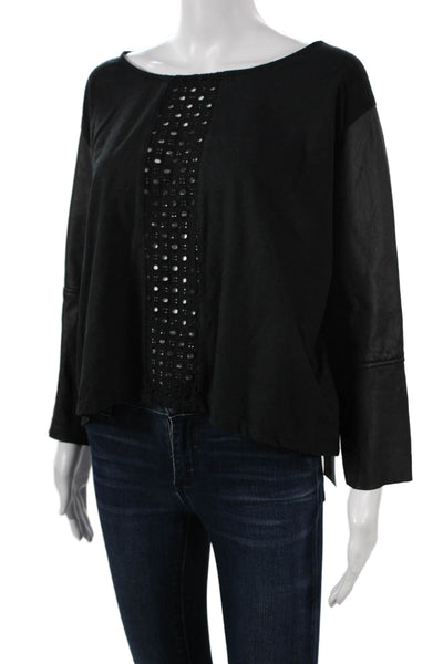 Artists And Revolutionaries Women Black Cotton Long Sleeve Top Crew Size S