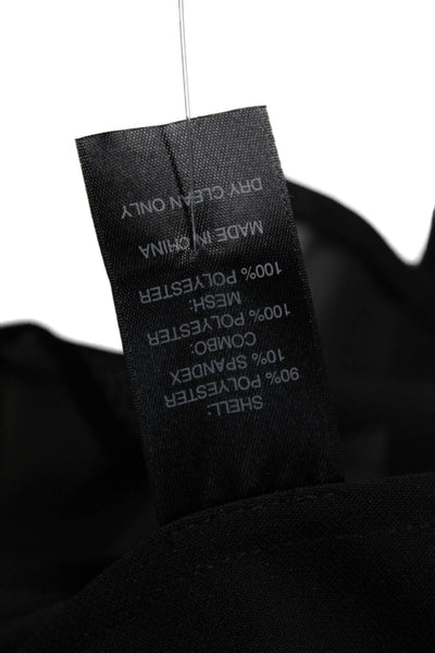 Cynthia Rowley Women Black Polyester Round Neck Button Long Sleeve Top Size M