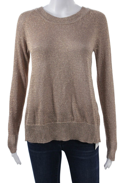 Millau Womens Pullover Sweater Beige Crew Neck 100% Cotton Long Sleeve Size S