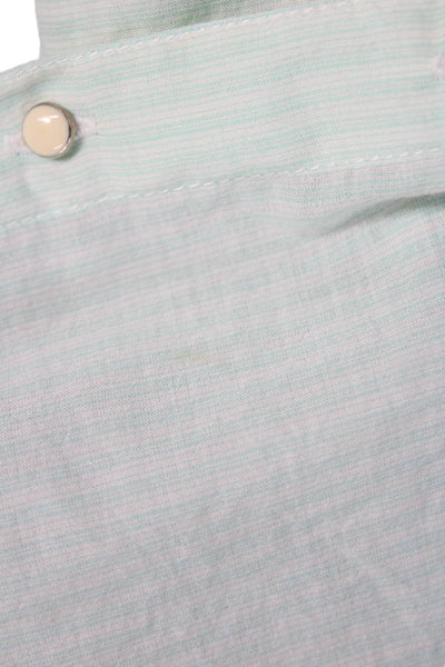 Comptoir Des Cotonniers Womens Striped Light Blue Cotton Button-Up Size 40