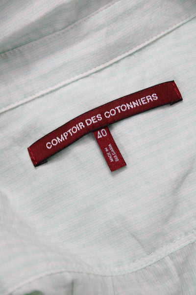 Comptoir Des Cotonniers Womens Striped Light Blue Cotton Button-Up Size 40