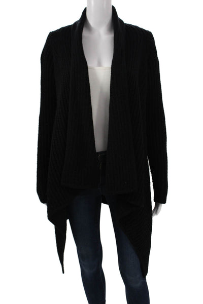 Courage.b Unisex Cardigan Black Wool Boho Long Sleeve Drawstring Size S