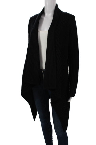 Courage.b Unisex Cardigan Black Wool Boho Long Sleeve Drawstring Size S