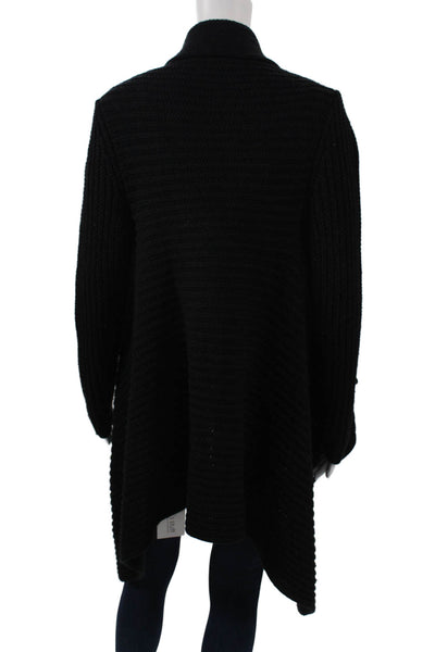 Courage.b Unisex Cardigan Black Wool Boho Long Sleeve Drawstring Size S