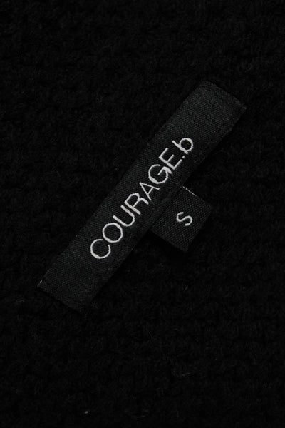 Courage.b Unisex Cardigan Black Wool Boho Long Sleeve Drawstring Size S