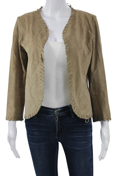 Claudie Pierlot Womens Brown Leather Suede Lace Up Jacket Bohemian Size 2