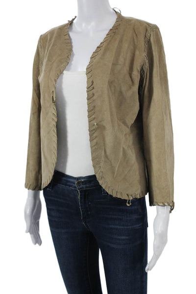 Claudie Pierlot Womens Brown Leather Suede Lace Up Jacket Bohemian Size 2