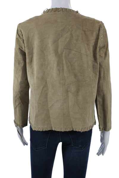 Claudie Pierlot Womens Brown Leather Suede Lace Up Jacket Bohemian Size 2