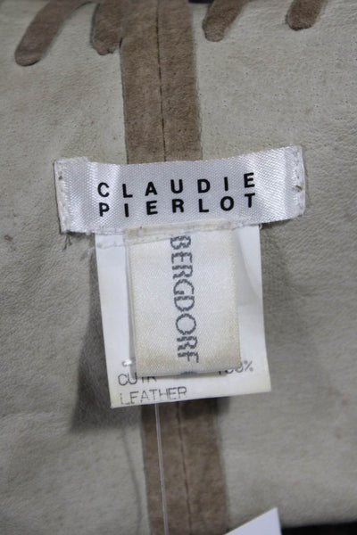 Claudie Pierlot Womens Brown Leather Suede Lace Up Jacket Bohemian Size 2