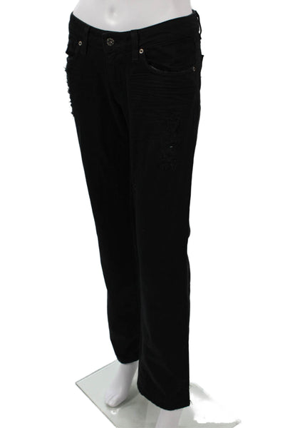 Carmar Womens Straight Jeans Black Button Low Rise 100% Cotton Size 27