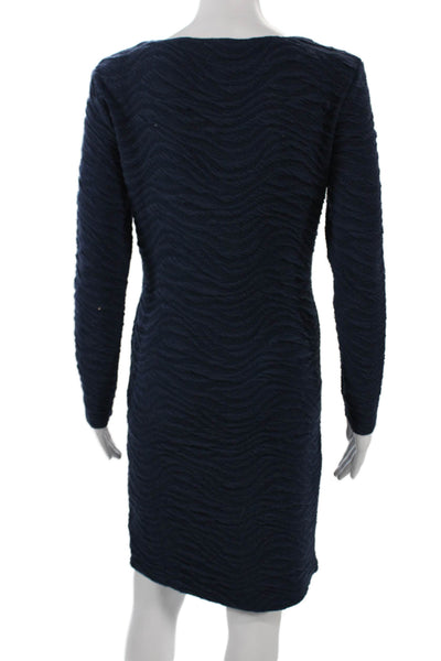 Courage.b Women Sweater Dress Dark Blue V Neck Long Sleeve Knee Length Size M