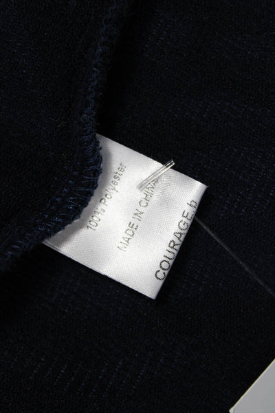 Courage.b Women Sweater Dress Dark Blue V Neck Long Sleeve Knee Length Size M