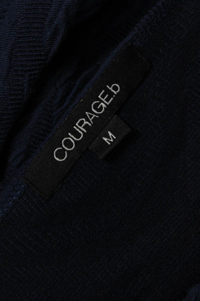 Courage.b Women Sweater Dress Dark Blue V Neck Long Sleeve Knee Length Size M