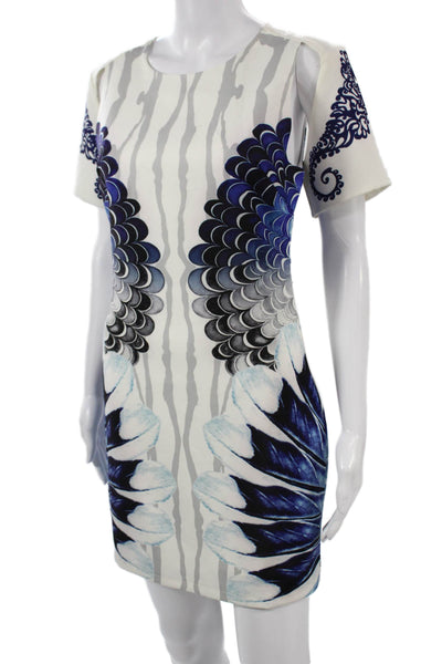 Saints + Secrets Women Shift Mini Dress White Bird Graphic Size 10