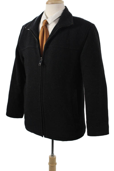 Marc New York Mens Jacket Black Collared Zip Long Sleeve Solid Fall Size S