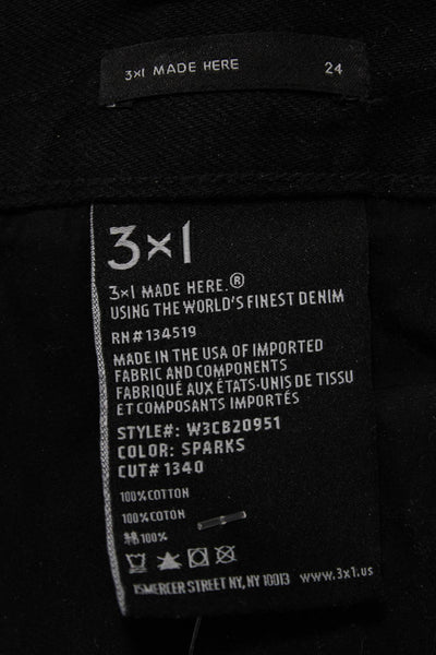 3x1 NYC Womens Ankle Cropped Straight High Rise Black Jeans Size 24