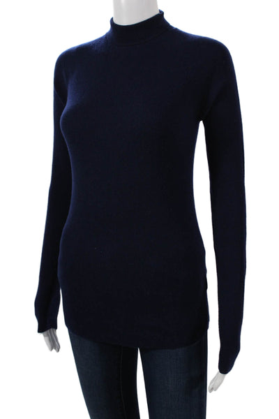 Zara Knit Unisex Dark Blue Acrylic Mock Neck Pullover Sweater Size M