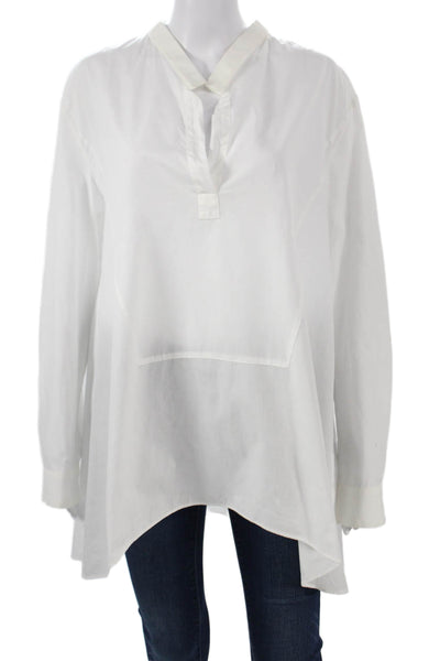 Hache Womens Tunic White Cotton Mock Neck Long Sleeve Size 42
