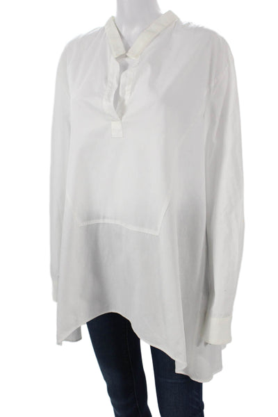 Hache Womens Tunic White Cotton Mock Neck Long Sleeve Size 42