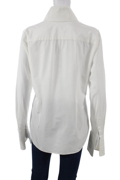 Hache Womens Tunic White Cotton Mock Neck Long Sleeve Size 42