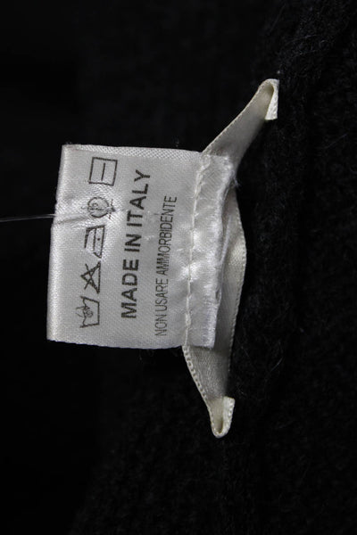 D Exterior Unisex Cardigan Black Solid Long Sleeve Wool Blend Designer Size M