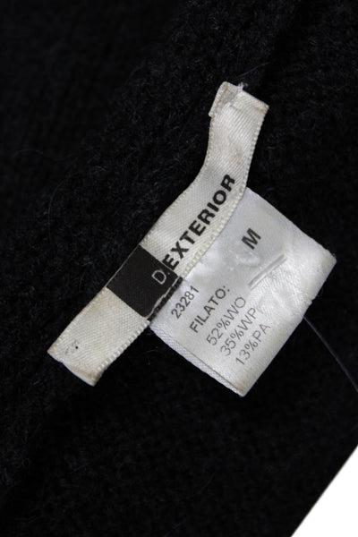 D Exterior Unisex Cardigan Black Solid Long Sleeve Wool Blend Designer Size M