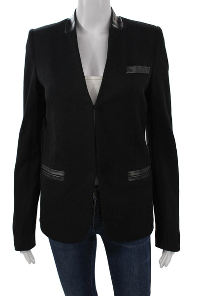 Bailey 44 Women Designer Black Polyester V-Neck Blazer Long Sleeve Size M