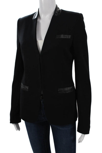 Bailey 44 Women Designer Black Polyester V-Neck Blazer Long Sleeve Size M