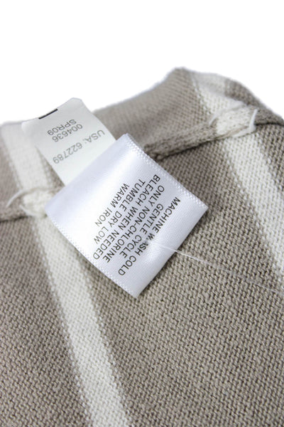 Banana Republic Mens Striped Cotton Crew Neck Sweater Beige Size XL