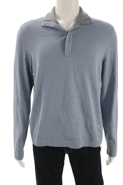 Banana Republic Mens Light Blue Collared Button Sweater Cotton Cashmere Size M
