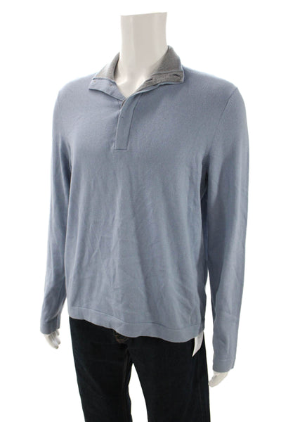 Banana Republic Mens Light Blue Collared Button Sweater Cotton Cashmere Size M