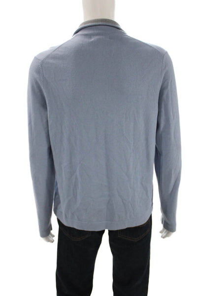 Banana Republic Mens Light Blue Collared Button Sweater Cotton Cashmere Size M