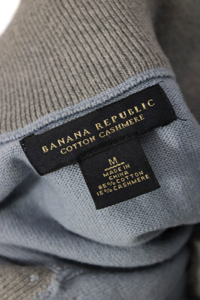 Banana Republic Mens Light Blue Collared Button Sweater Cotton Cashmere Size M