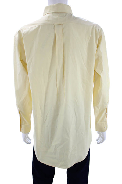 Roundtree & Yorke Mens Point Collar Dress Shirt Beige 100% Cotton Size 15.5