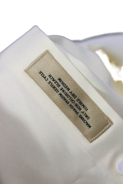 Roundtree & Yorke Mens Point Collar Dress Shirt Beige 100% Cotton Size 15.5