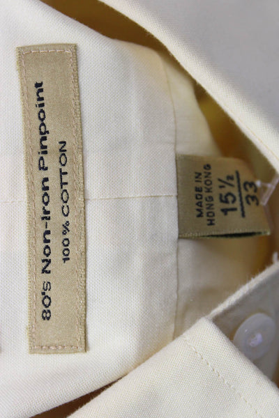 Roundtree & Yorke Mens Point Collar Dress Shirt Beige 100% Cotton Size 15.5