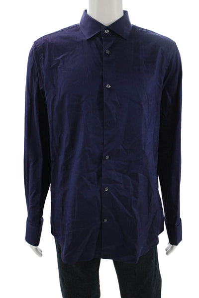 Banana Republic Mens Point Dress Shirt Dark Blue Cotton Long Sleeve Size 16.5