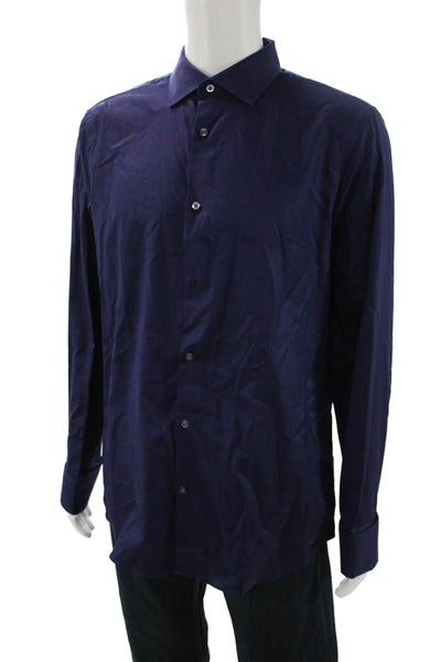 Banana Republic Mens Point Dress Shirt Dark Blue Cotton Long Sleeve Size 16.5