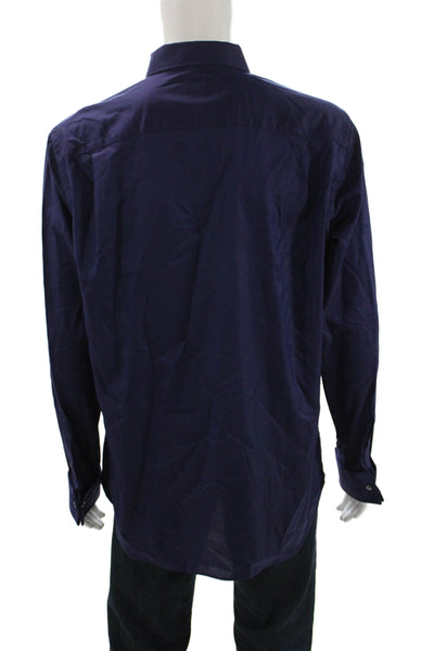 Banana Republic Mens Point Dress Shirt Dark Blue Cotton Long Sleeve Size 16.5