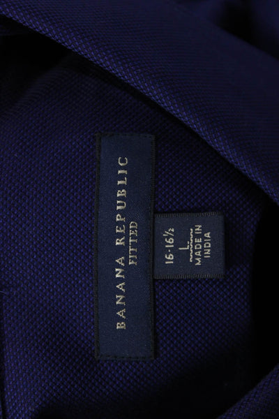 Banana Republic Mens Point Dress Shirt Dark Blue Cotton Long Sleeve Size 16.5