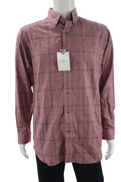 Cremieux Mens Button-Down Dress Shirt Red Check Collared Long Sleeve Size M