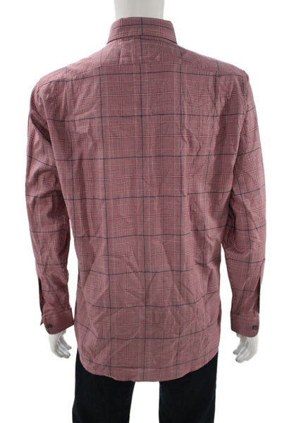 Cremieux Mens Button-Down Dress Shirt Red Check Collared Long Sleeve Size M