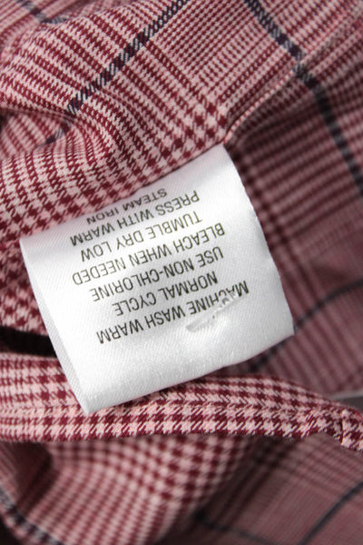 Cremieux Mens Button-Down Dress Shirt Red Check Collared Long Sleeve Size M