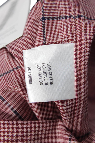 Cremieux Mens Button-Down Dress Shirt Red Check Collared Long Sleeve Size M