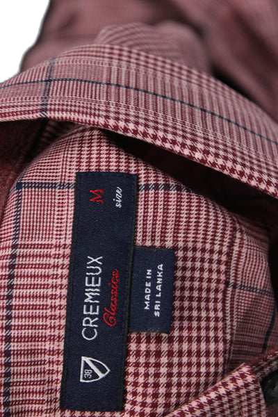 Cremieux Mens Button-Down Dress Shirt Red Check Collared Long Sleeve Size M